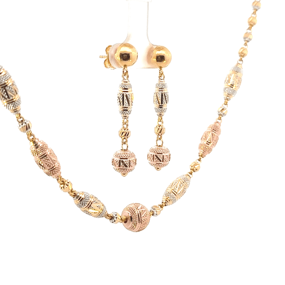 22K Tri-Color Gold Necklace with Lobster Lock