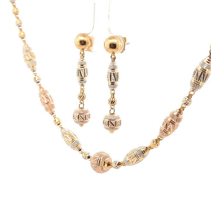 22K Tri-Color Gold Necklace with Lobster Lock
