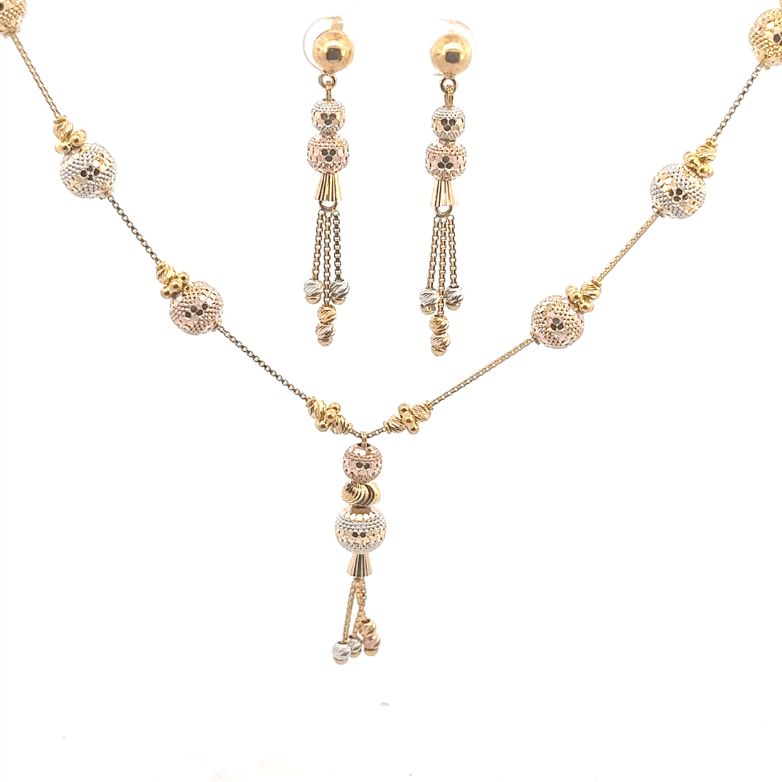 22K Tri-Color Gold Necklace with Lobster Lock