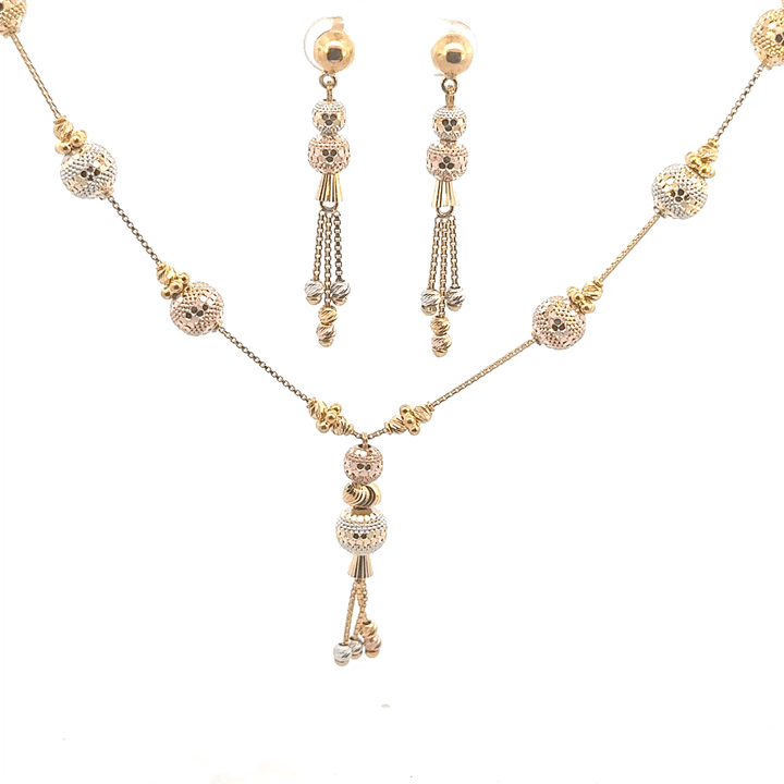 22K Tri-Color Gold Necklace with Lobster Lock