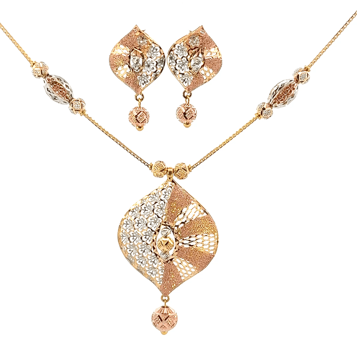 22K Tri-Color Gold Necklace – Punjab Jewelers