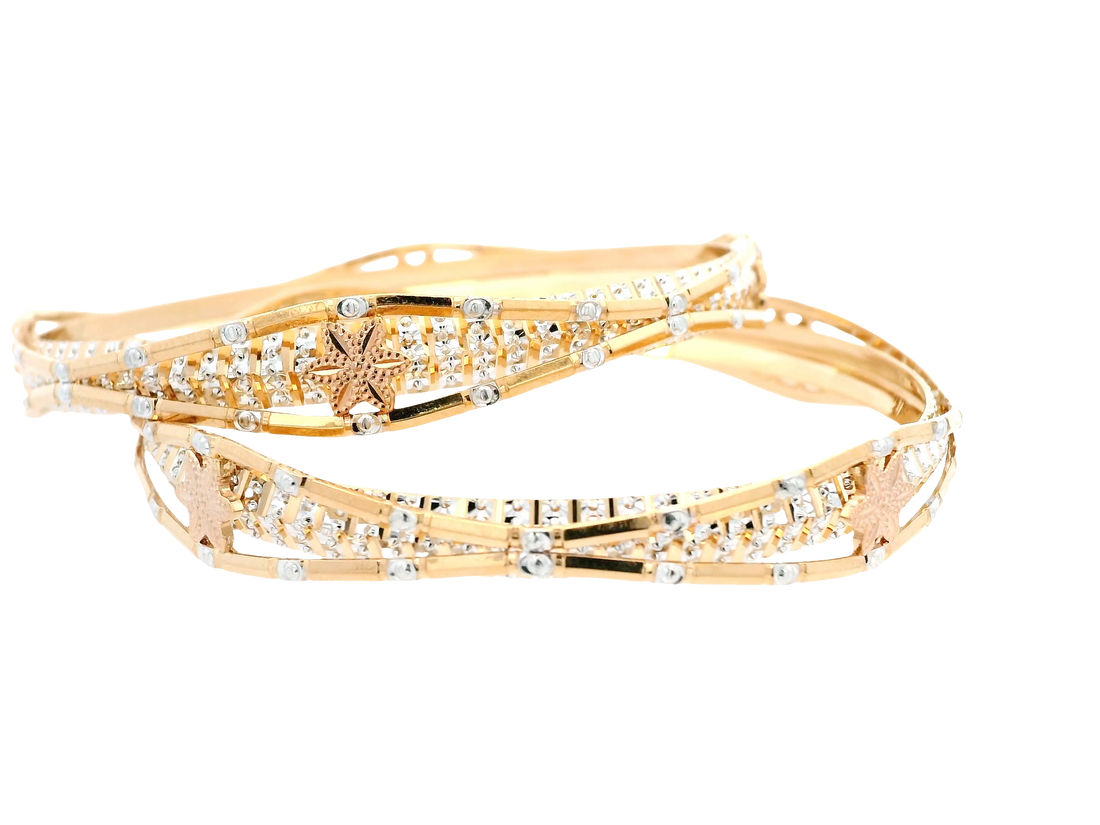 22K Yellow &amp; White Gold Bangles