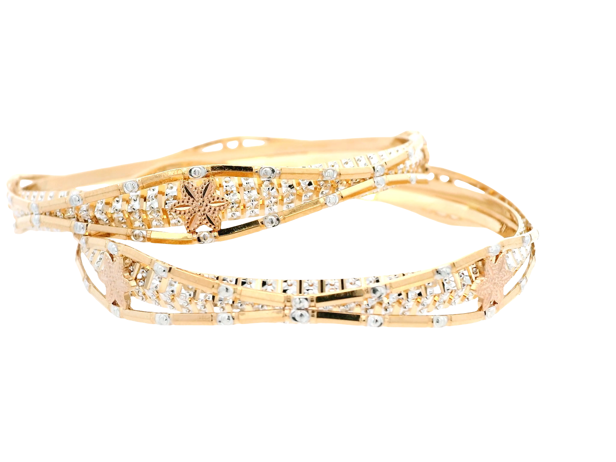 22K Yellow &amp; White Gold Bangles
