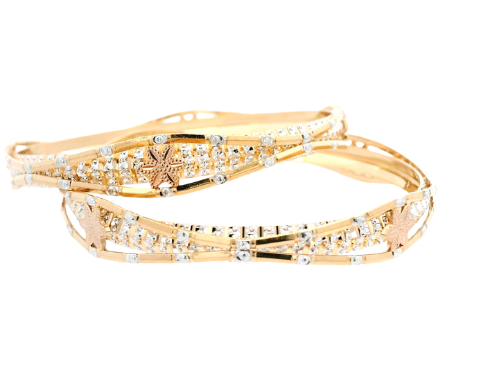 22K Yellow &amp; White Gold Bangles