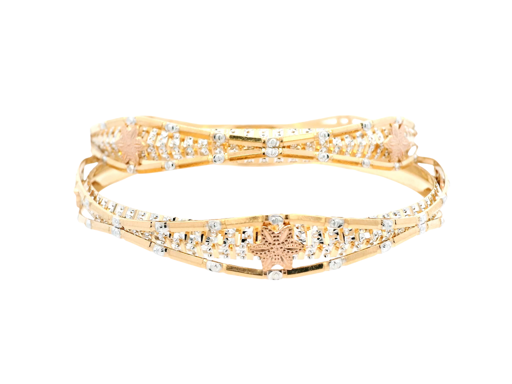 22K Yellow &amp; White Gold Bangles