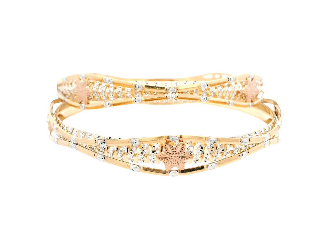 22K Yellow &amp; White Gold Bangles