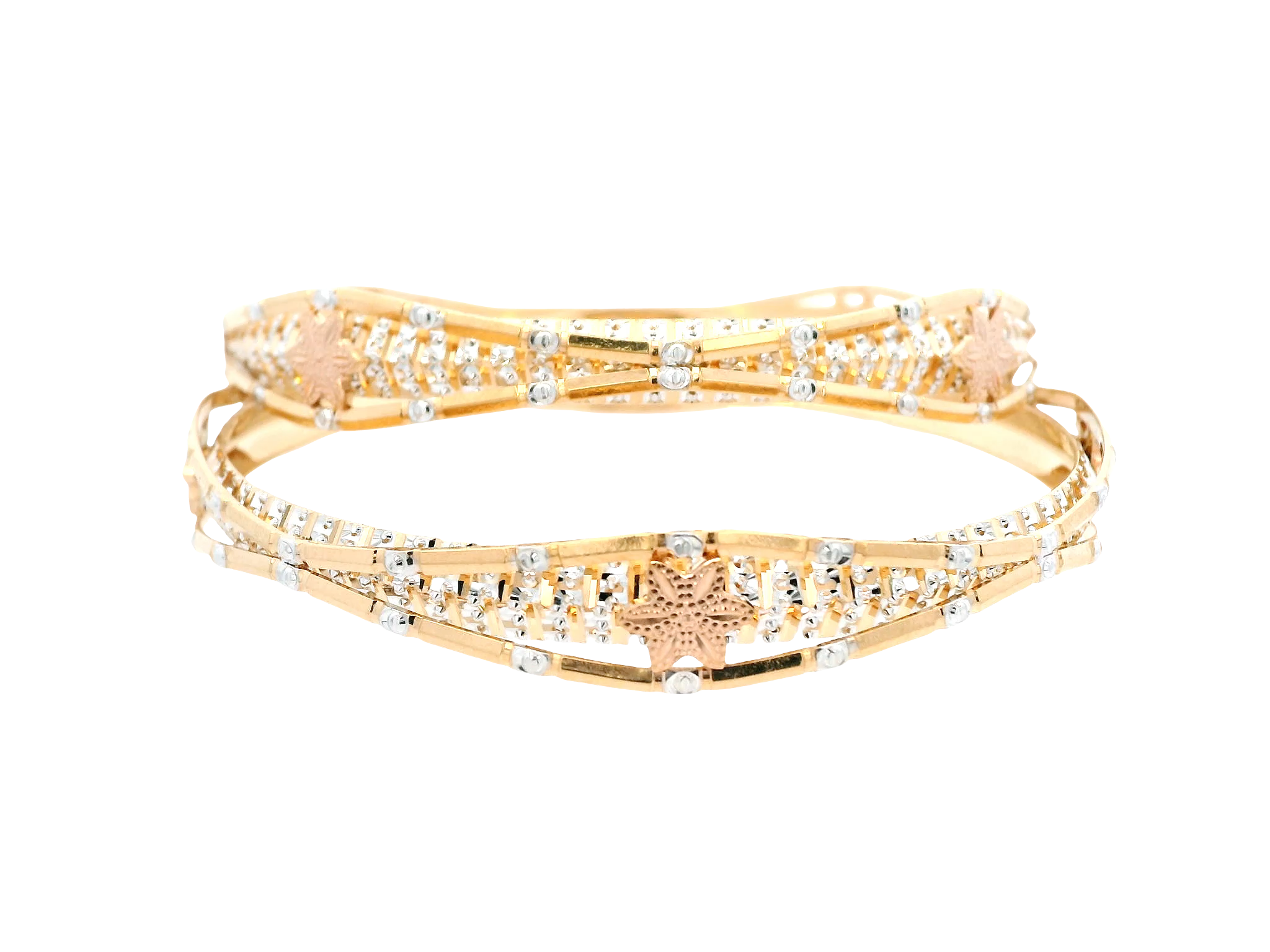 22K Yellow &amp; White Gold Bangles