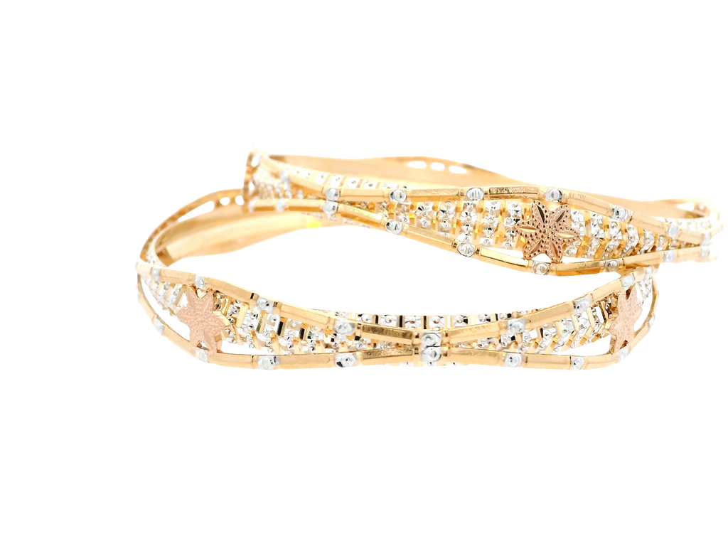 22K Yellow &amp; White Gold Bangles