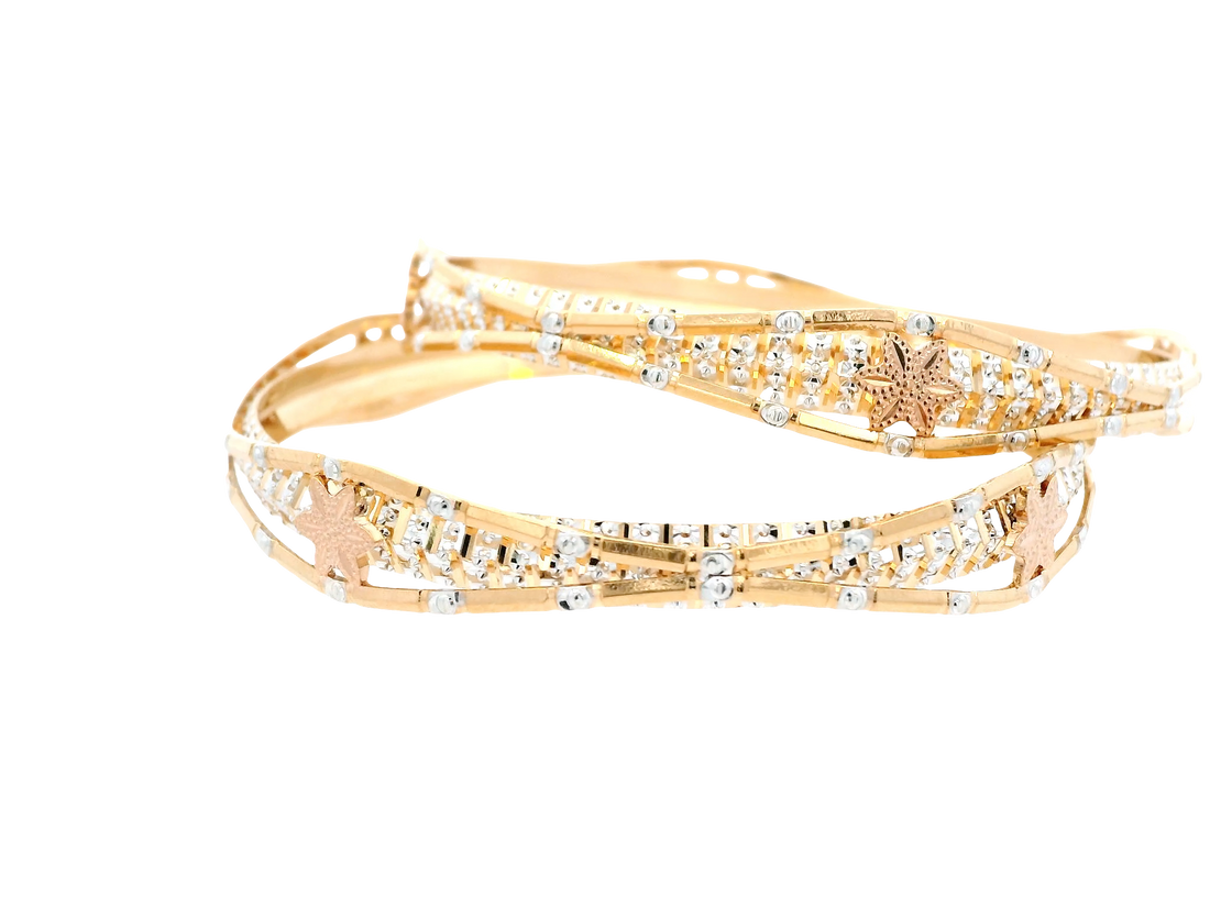 22K Yellow &amp; White Gold Bangles
