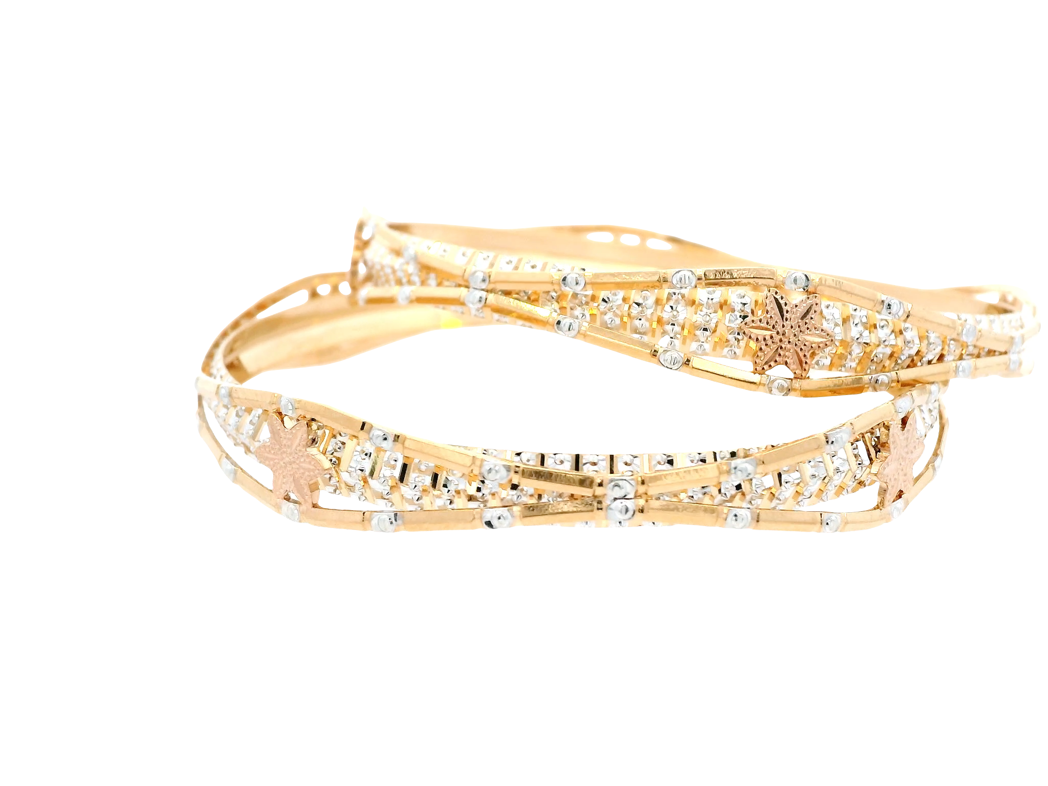 22K Yellow &amp; White Gold Bangles