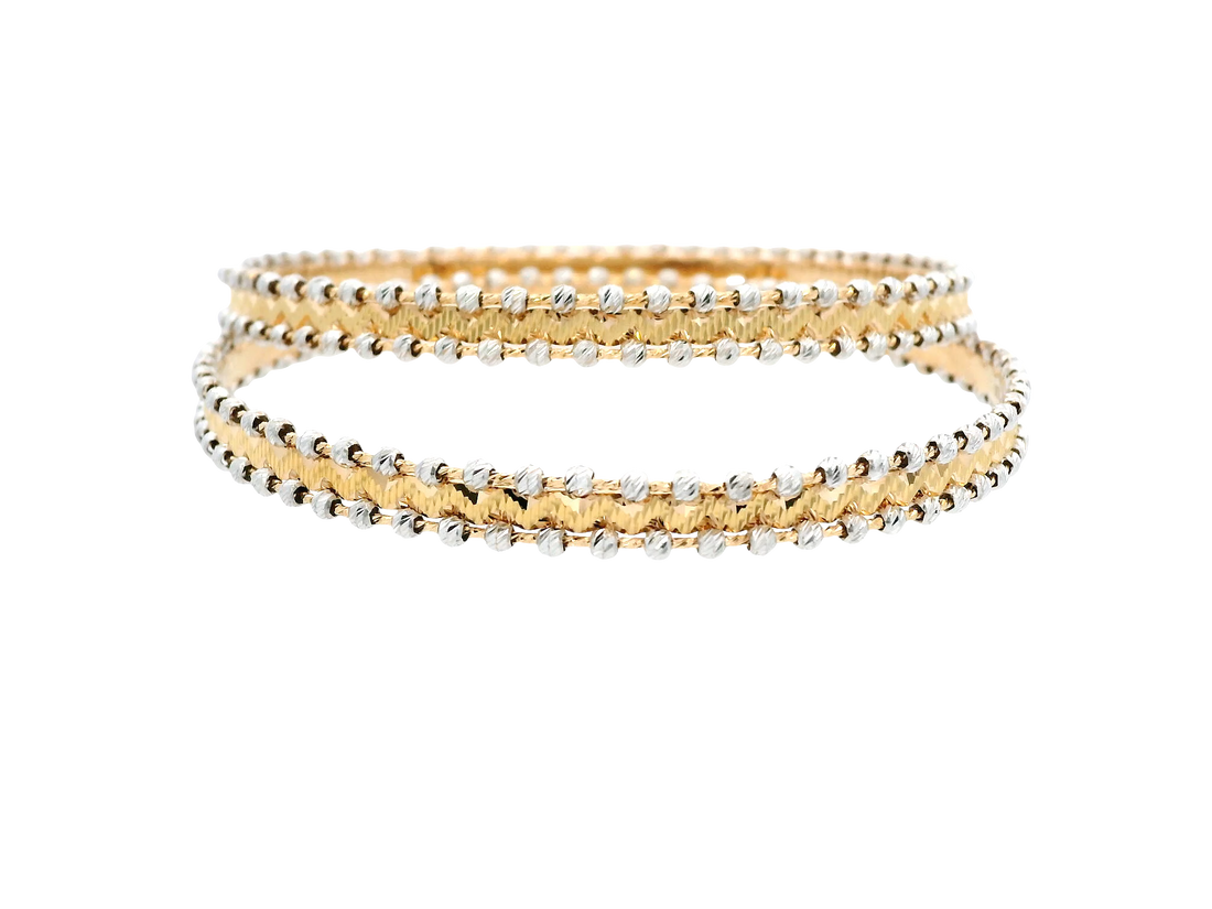 22K Yellow &amp; White Gold Bangles