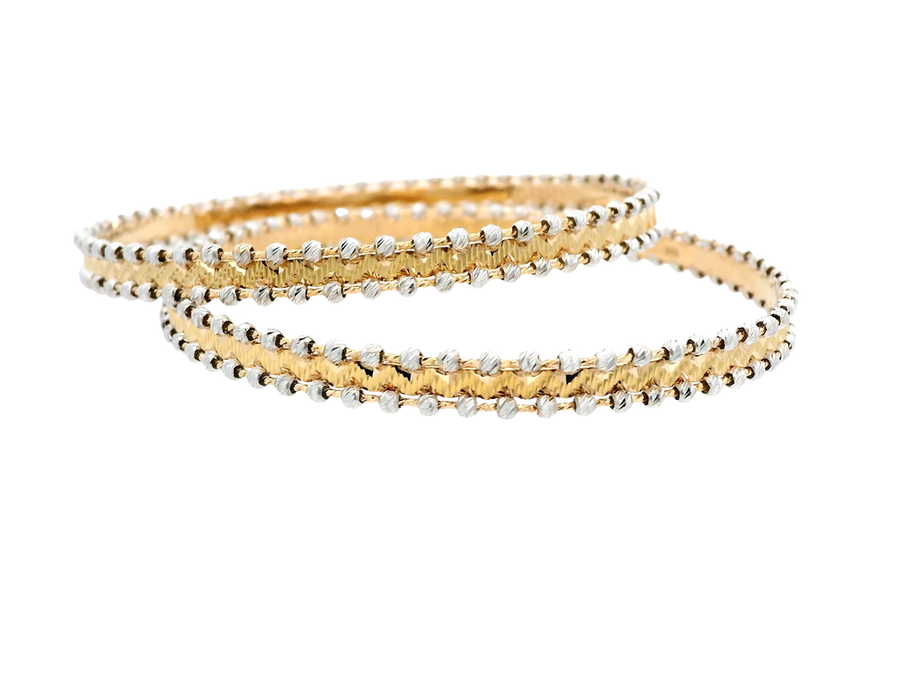 22K Yellow &amp; White Gold Bangles