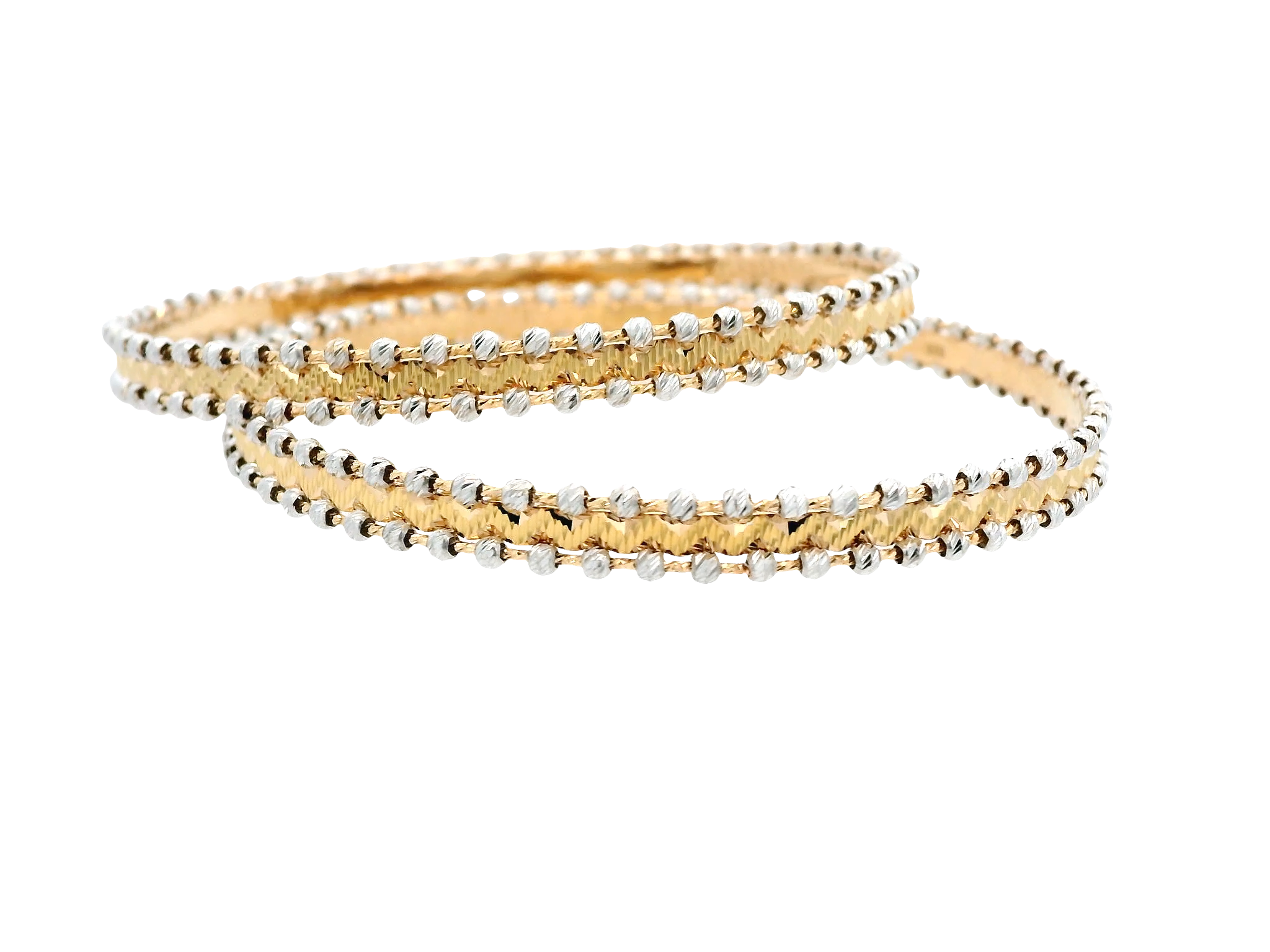 22K Yellow &amp; White Gold Bangles