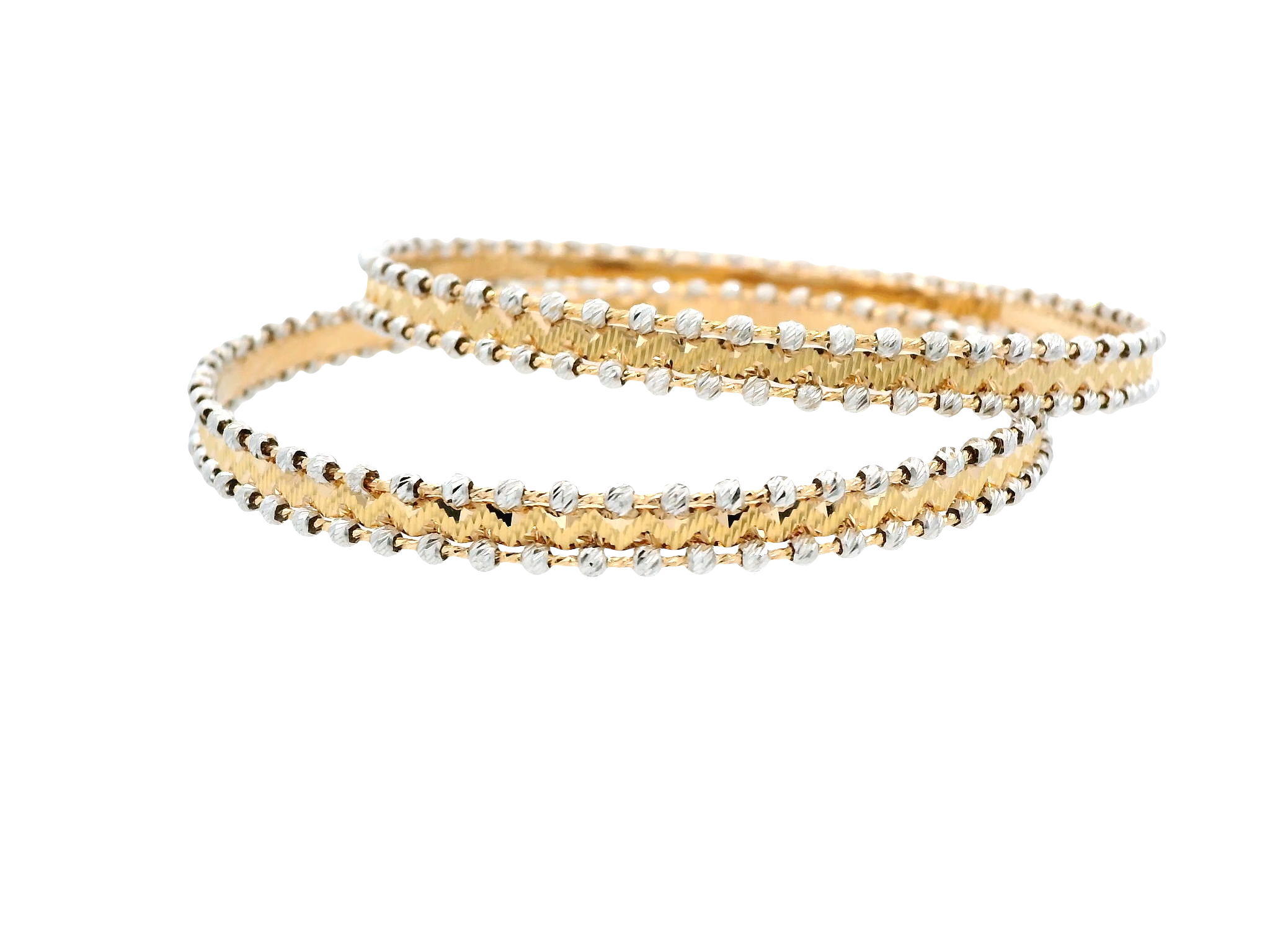 22K Yellow &amp; White Gold Bangles