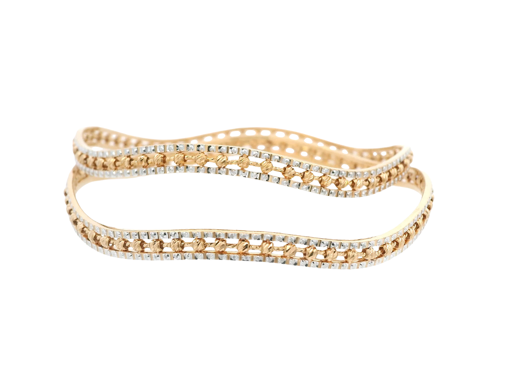 22K Yellow + White Gold Bangles