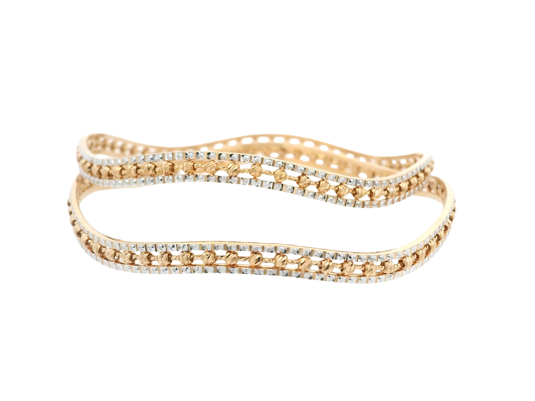 22K Yellow + White Gold Bangles