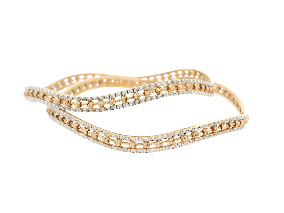 22K Yellow + White Gold Bangles