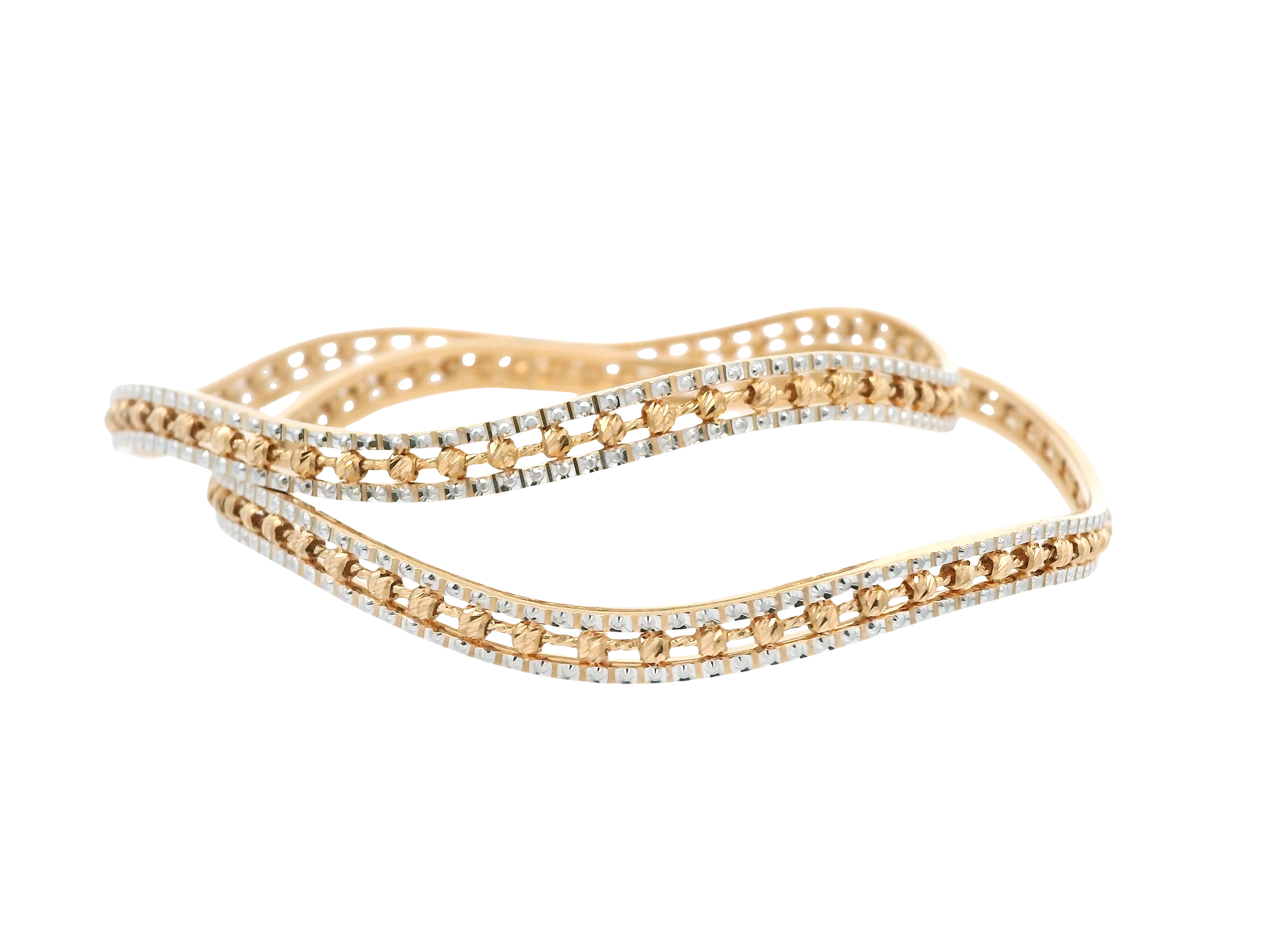 22K Yellow + White Gold Bangles