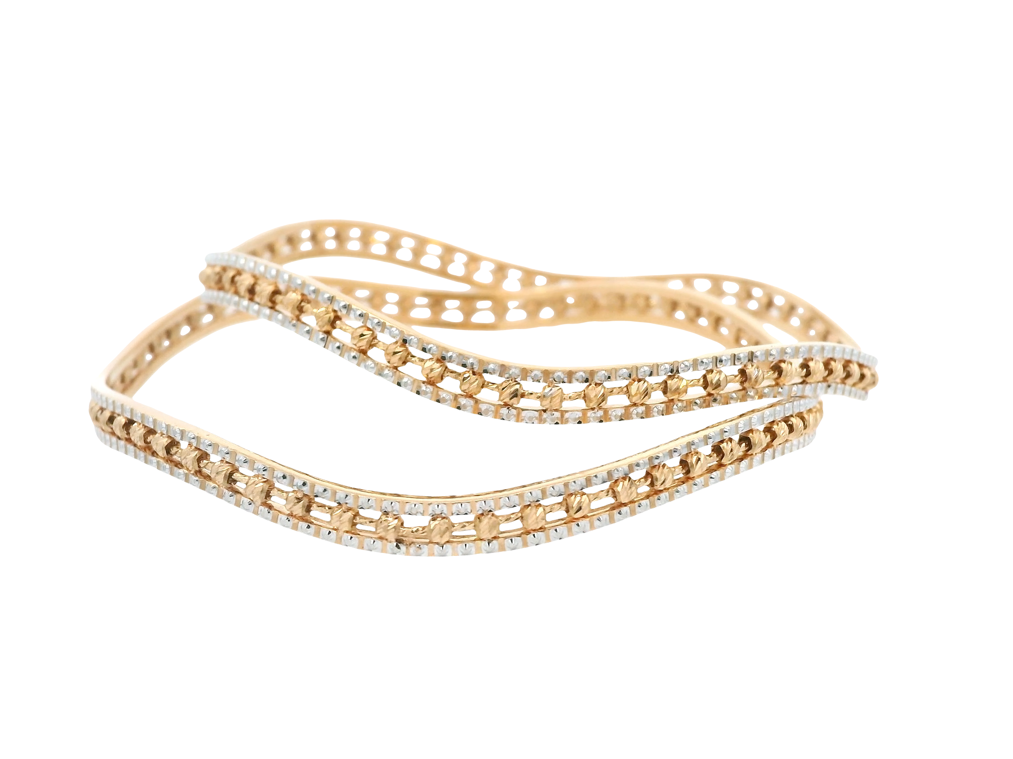 22K Yellow + White Gold Bangles