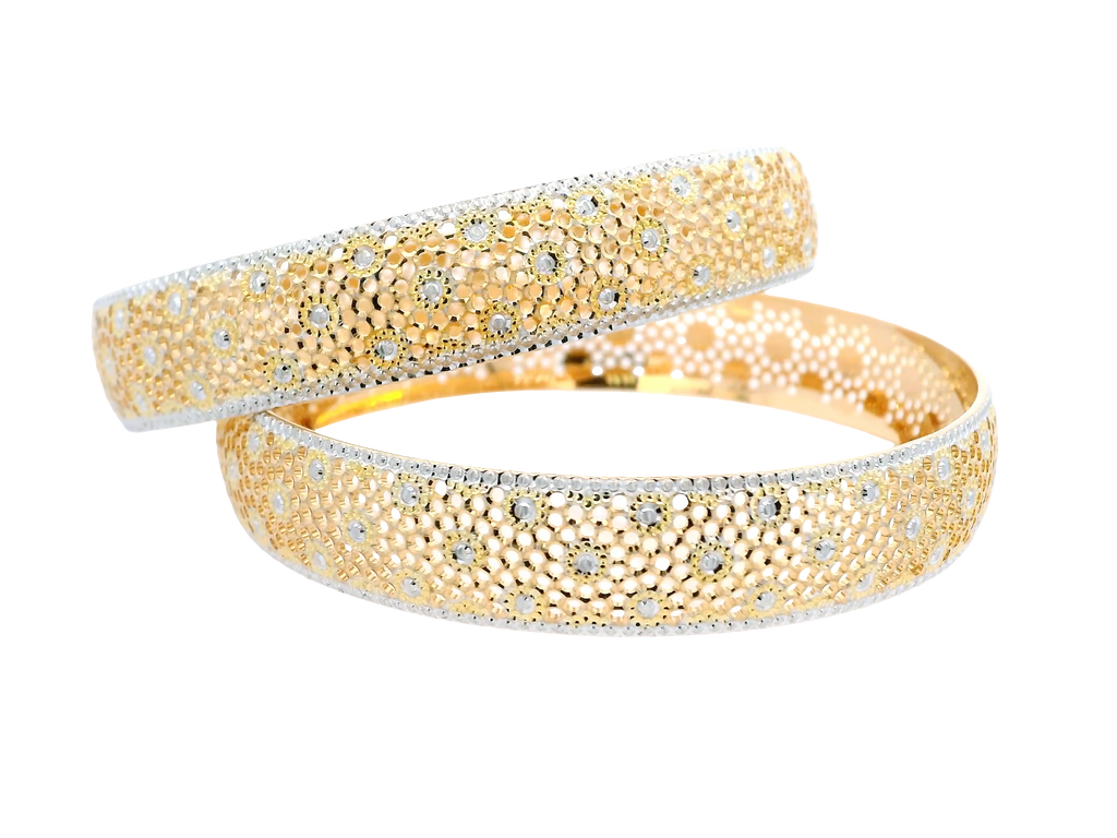 22K Yellow + White Gold Bangles