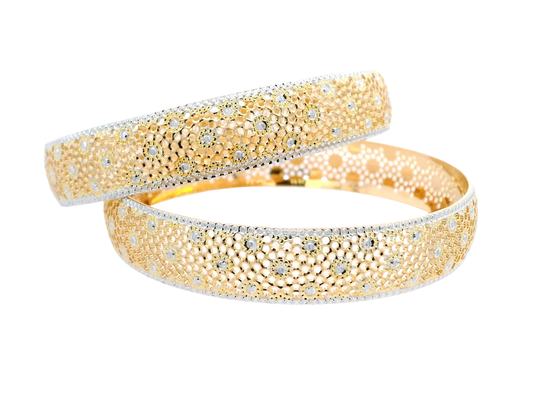 22K Yellow + White Gold Bangles