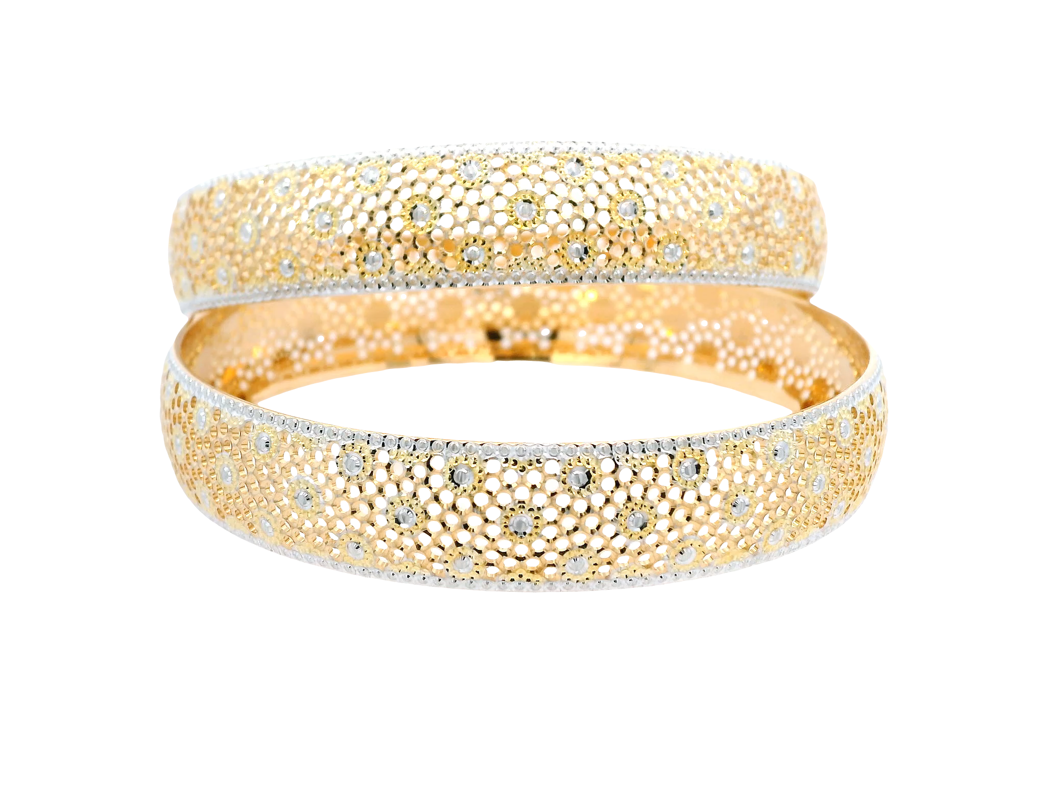 22K Yellow + White Gold Bangles