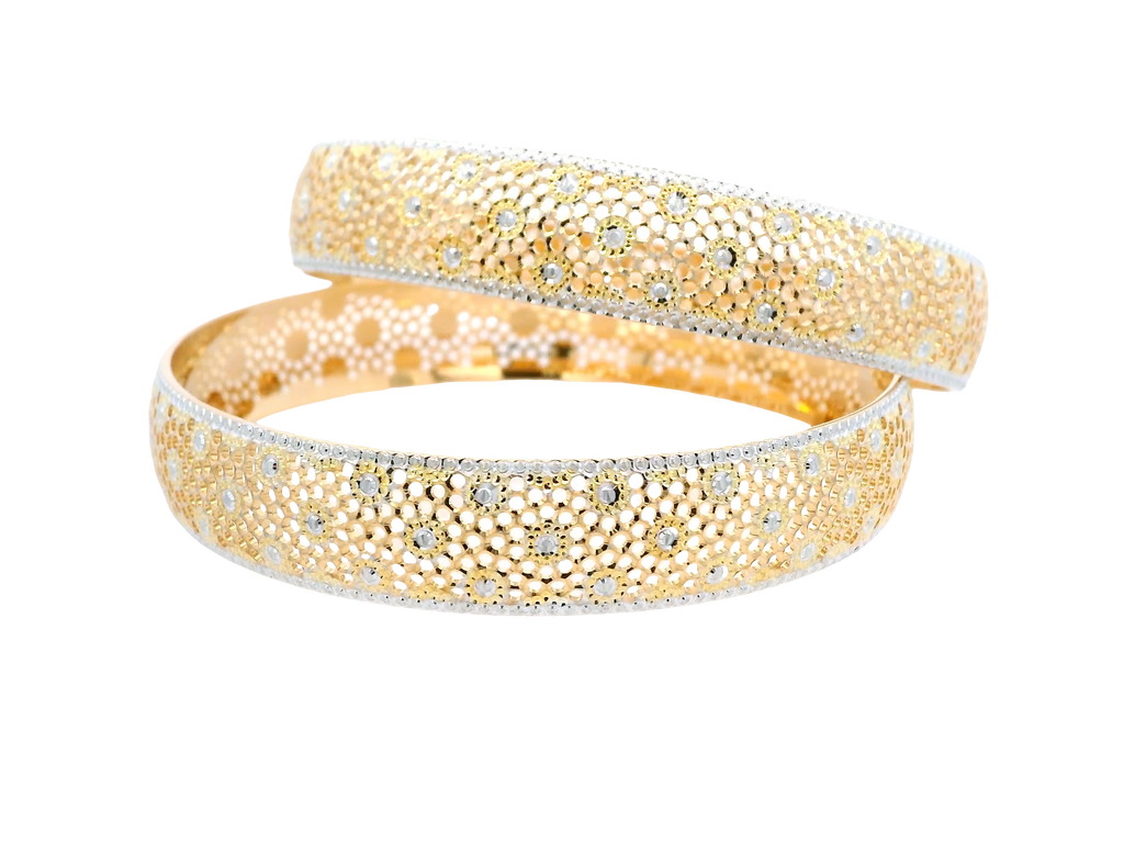 22K Yellow + White Gold Bangles