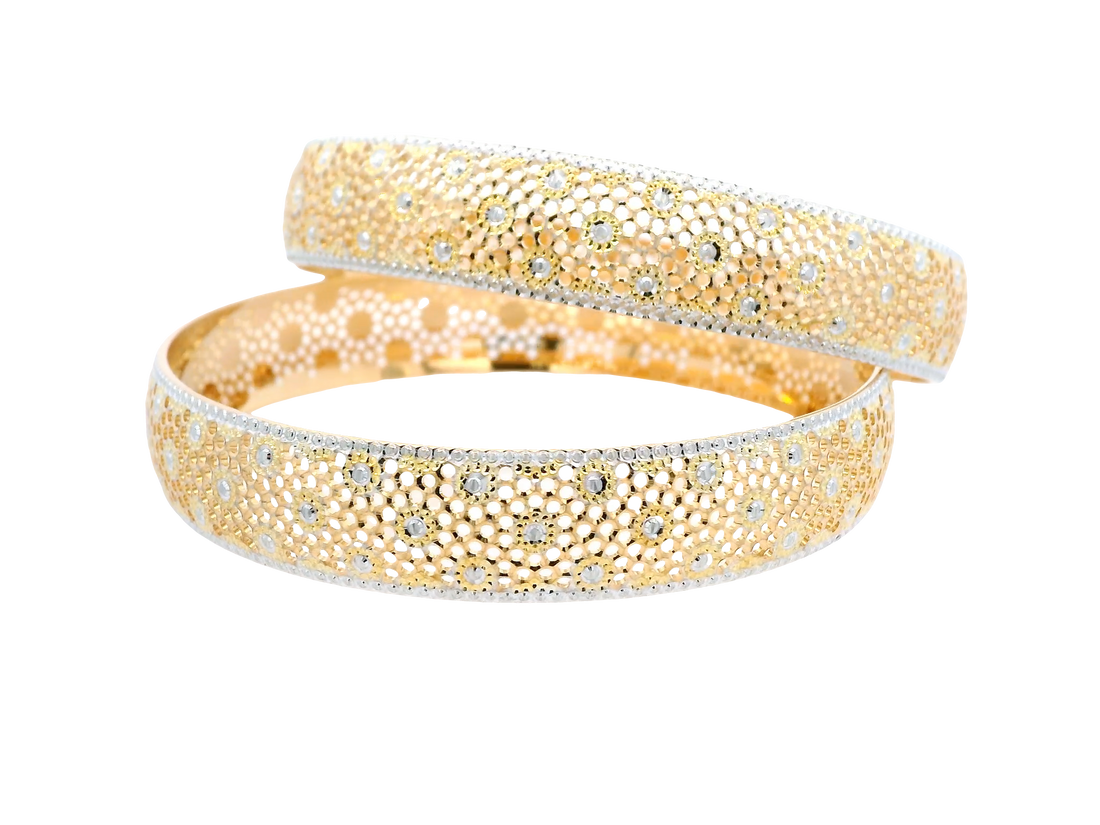 22K Yellow + White Gold Bangles