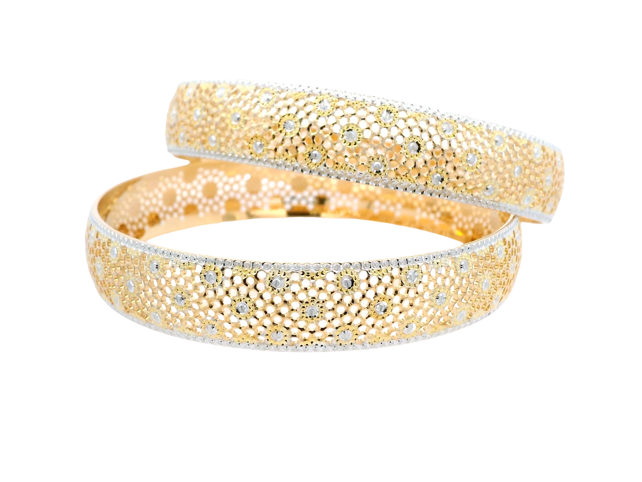 22K Yellow + White Gold Bangles