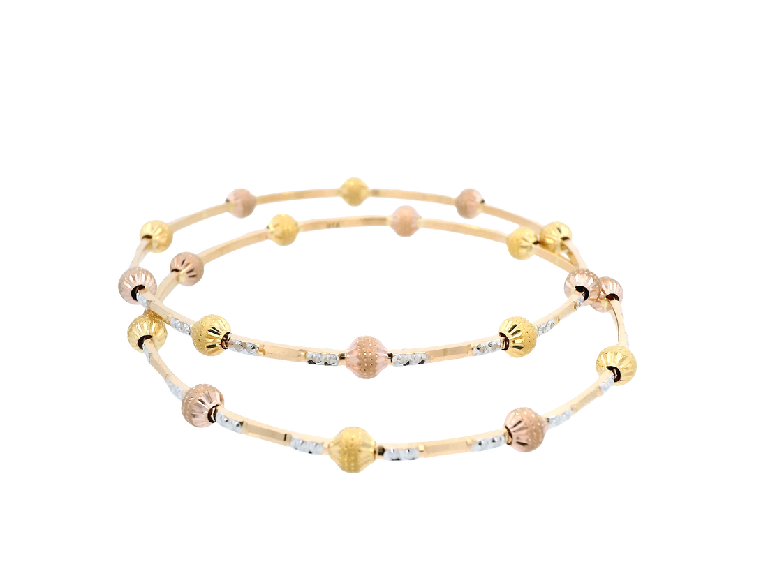 22K Yellow, White &amp; Rose Gold Bangles