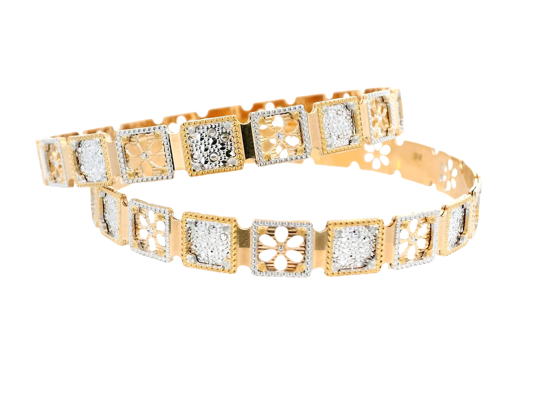 22K Yellow &amp; White Gold Bangles