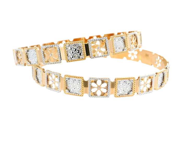 22K Yellow &amp; White Gold Bangles