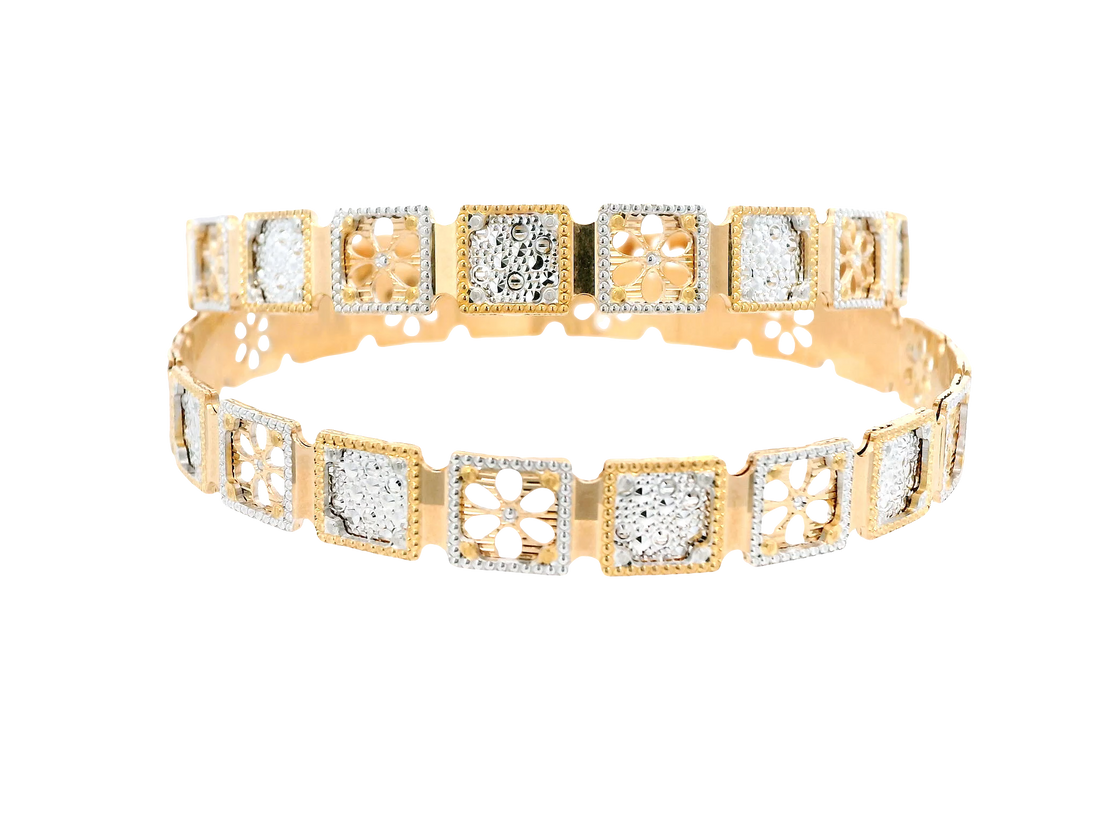 22K Yellow &amp; White Gold Bangles