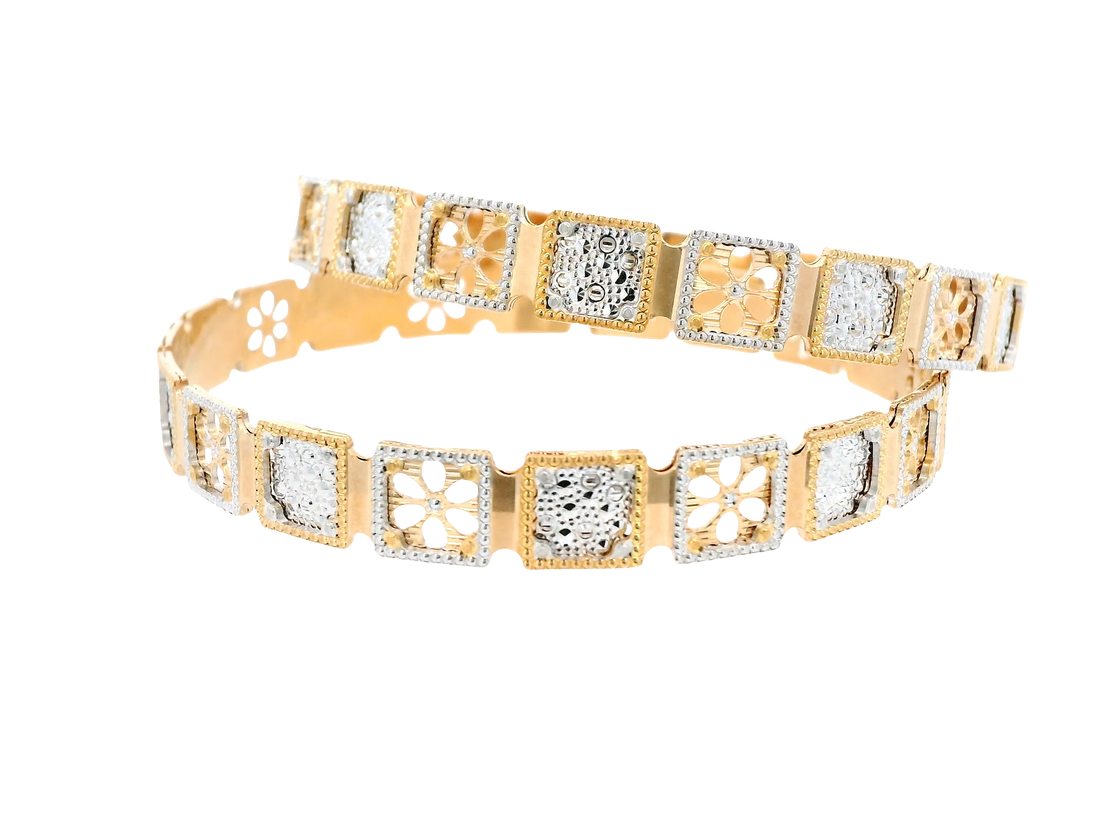 22K Yellow &amp; White Gold Bangles