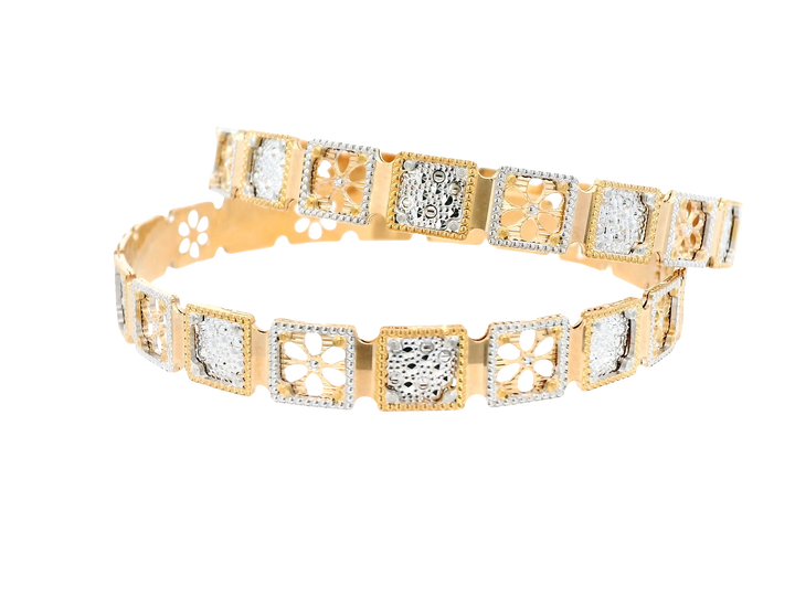 22K Yellow &amp; White Gold Bangles