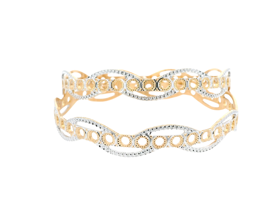 22K Yellow &amp; White Gold Bangles