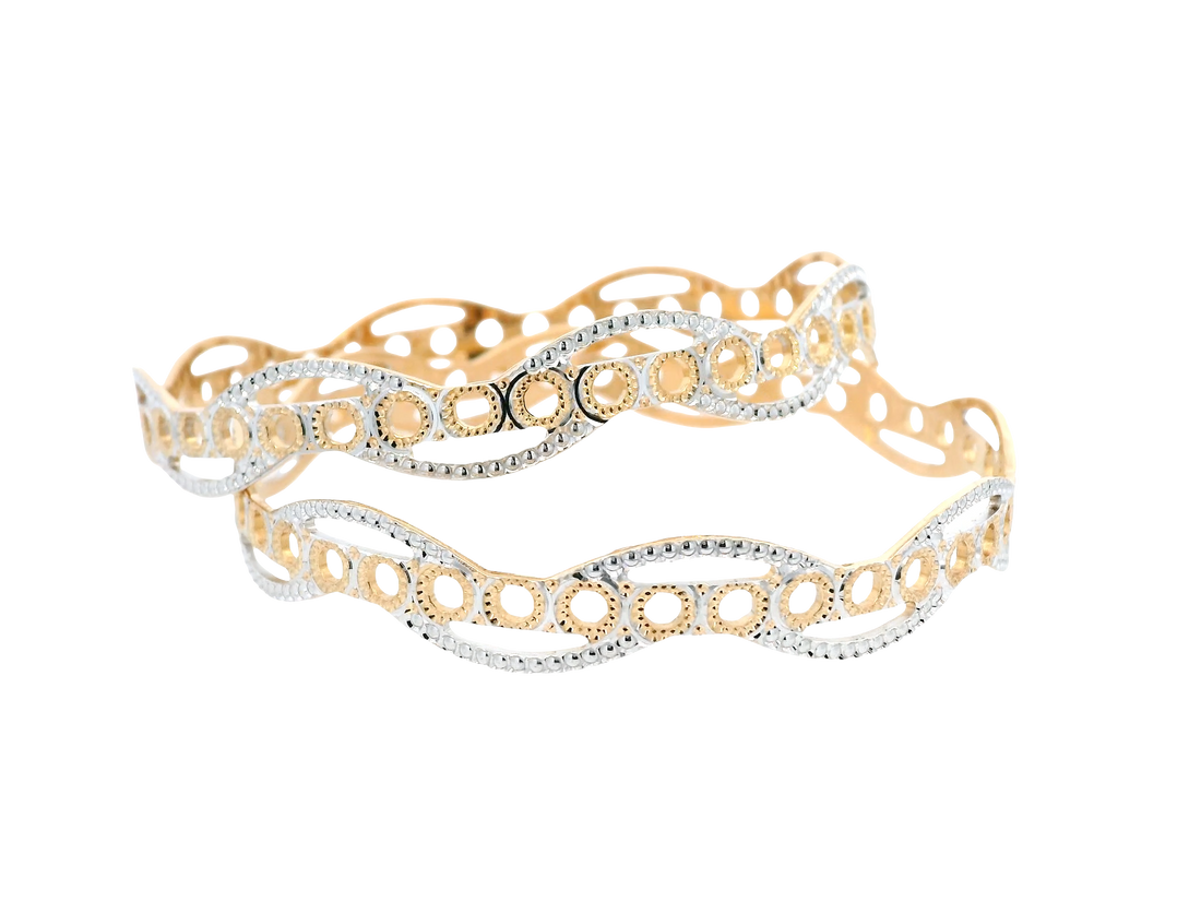 22K Yellow &amp; White Gold Bangles