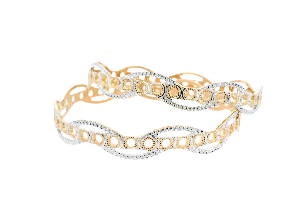 22K Yellow &amp; White Gold Bangles