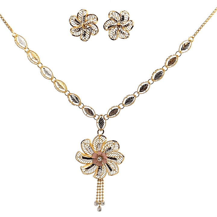 22K Tri-Color Gold Chain Set with Lobster Lock