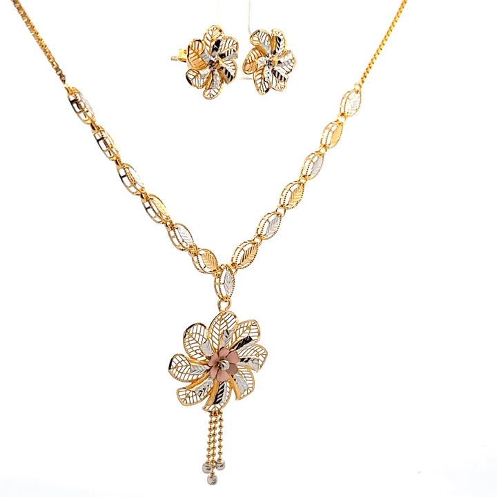 22K Tri-Color Gold Chain Set with Lobster Lock