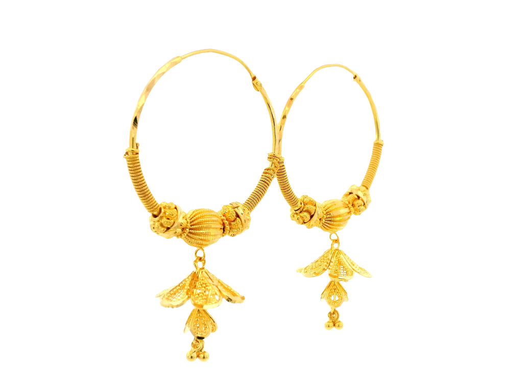 22K Yellow Gold Hoop Earrings