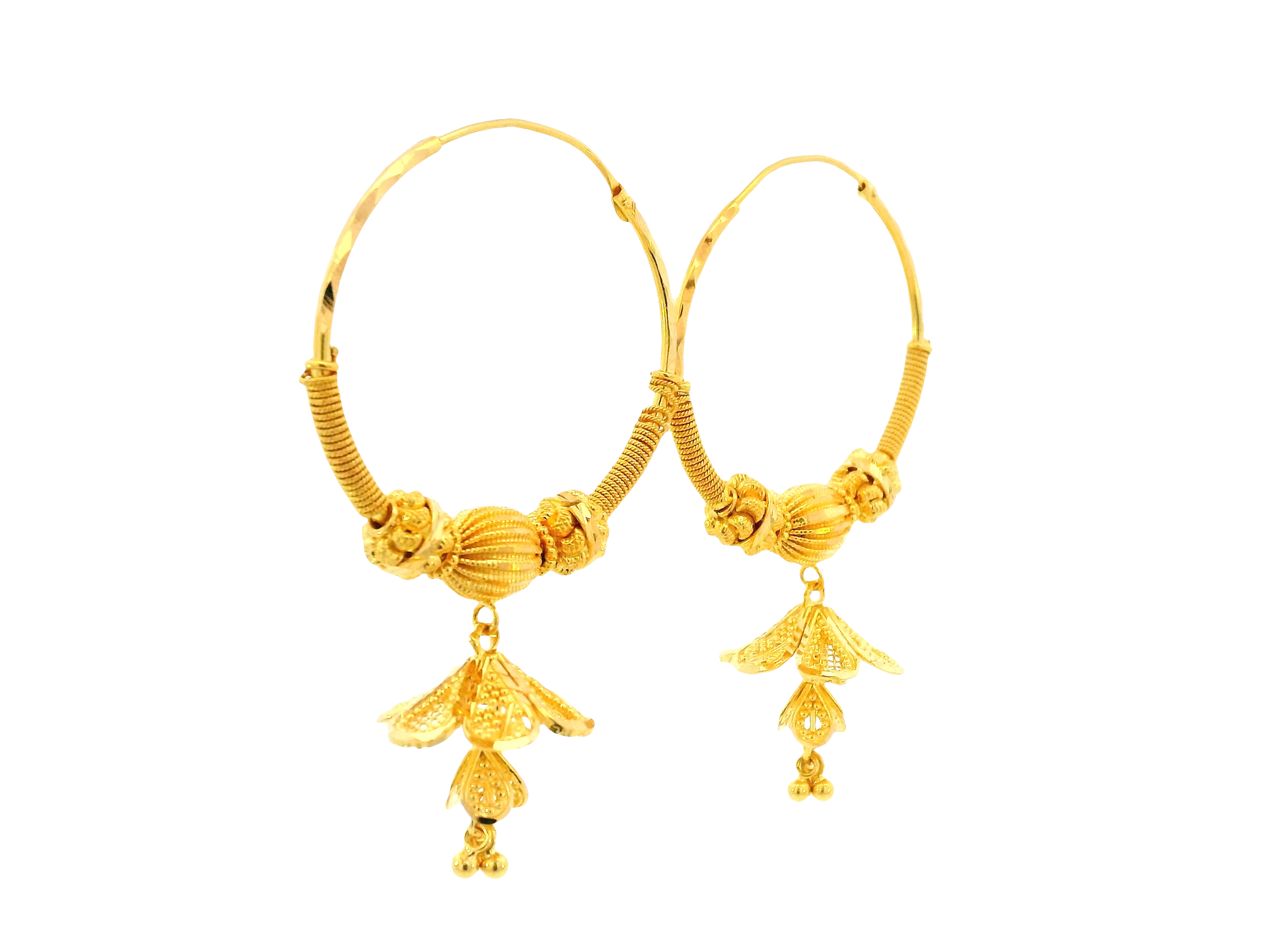 22K Yellow Gold Hoop Earrings