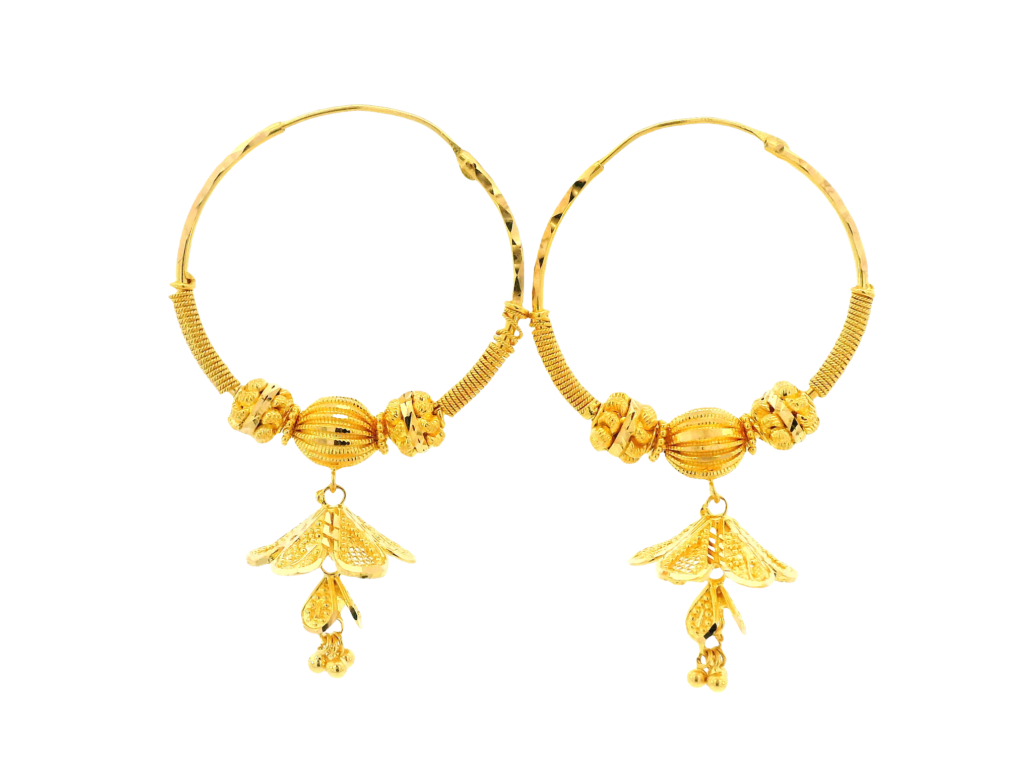 22K Yellow Gold Hoop Earrings