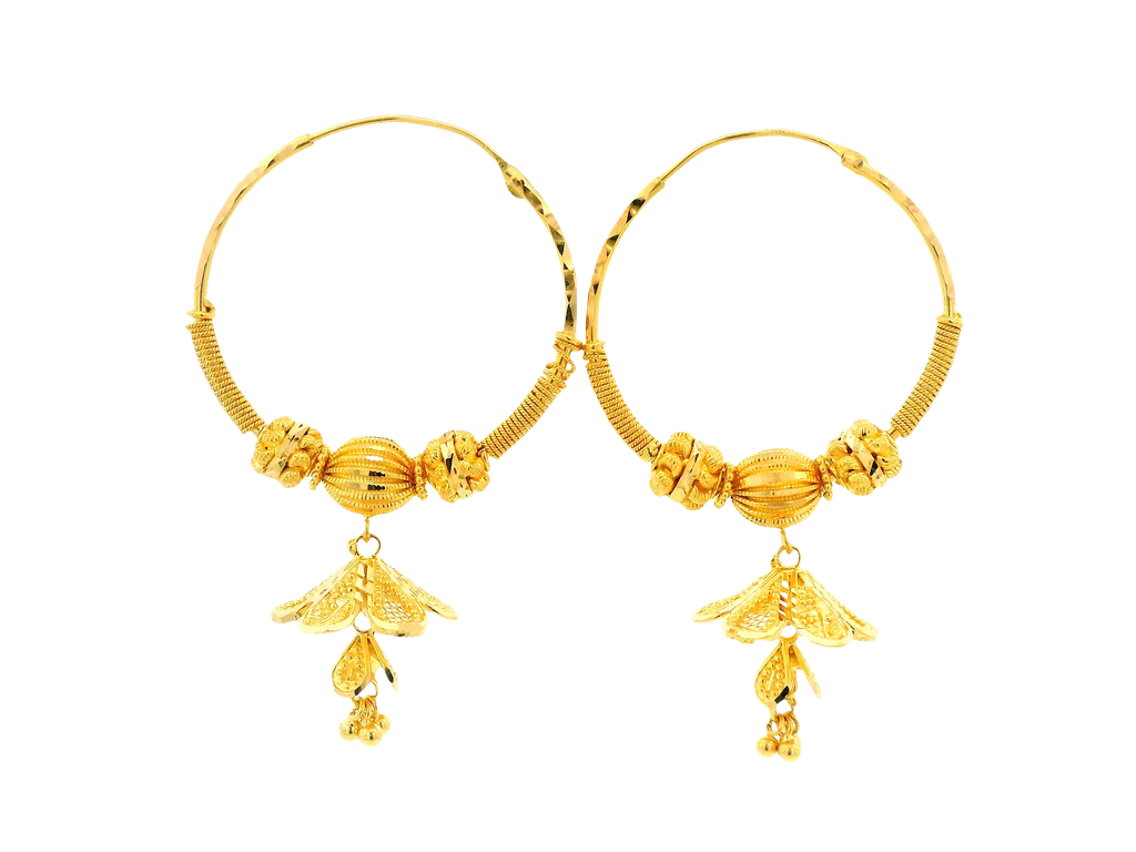 22K Yellow Gold Hoop Earrings