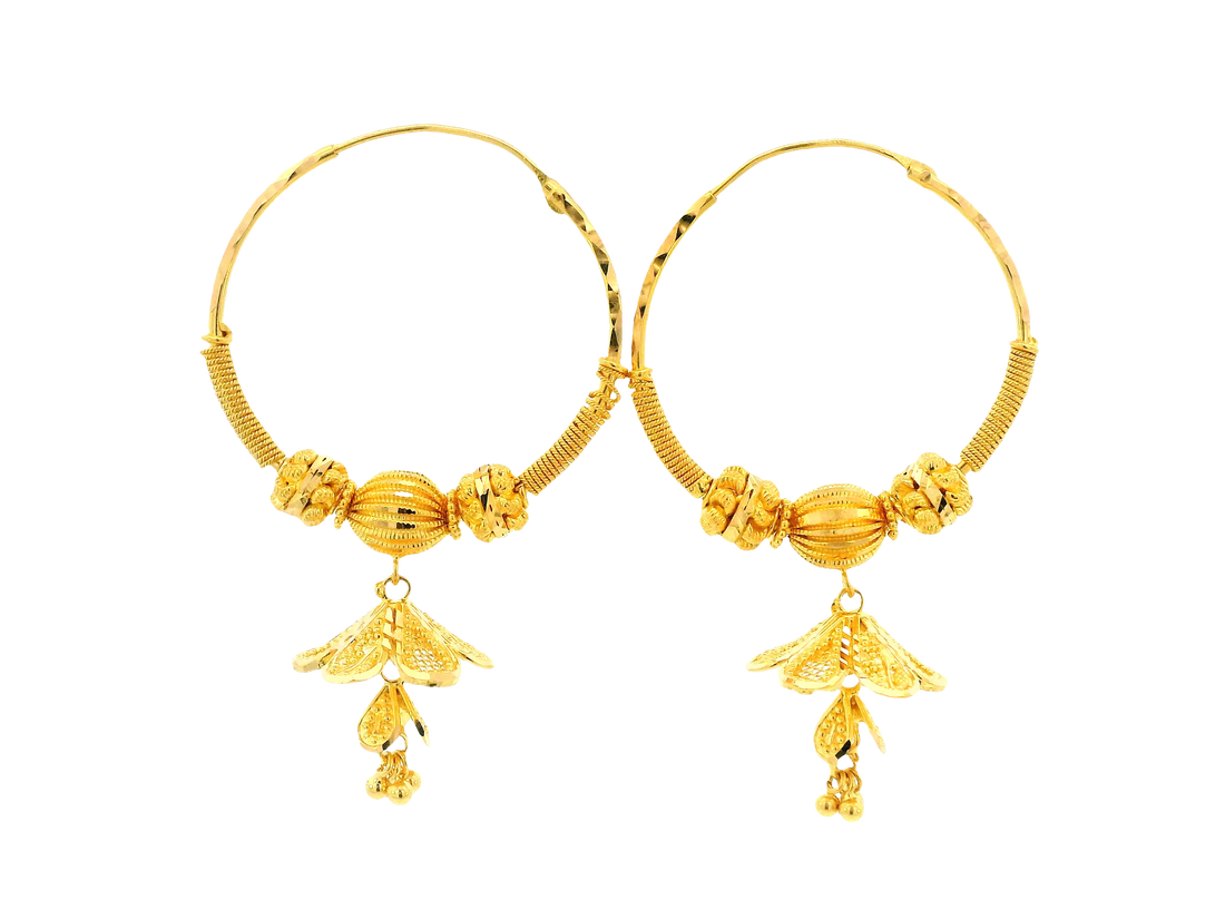 22K Yellow Gold Hoop Earrings