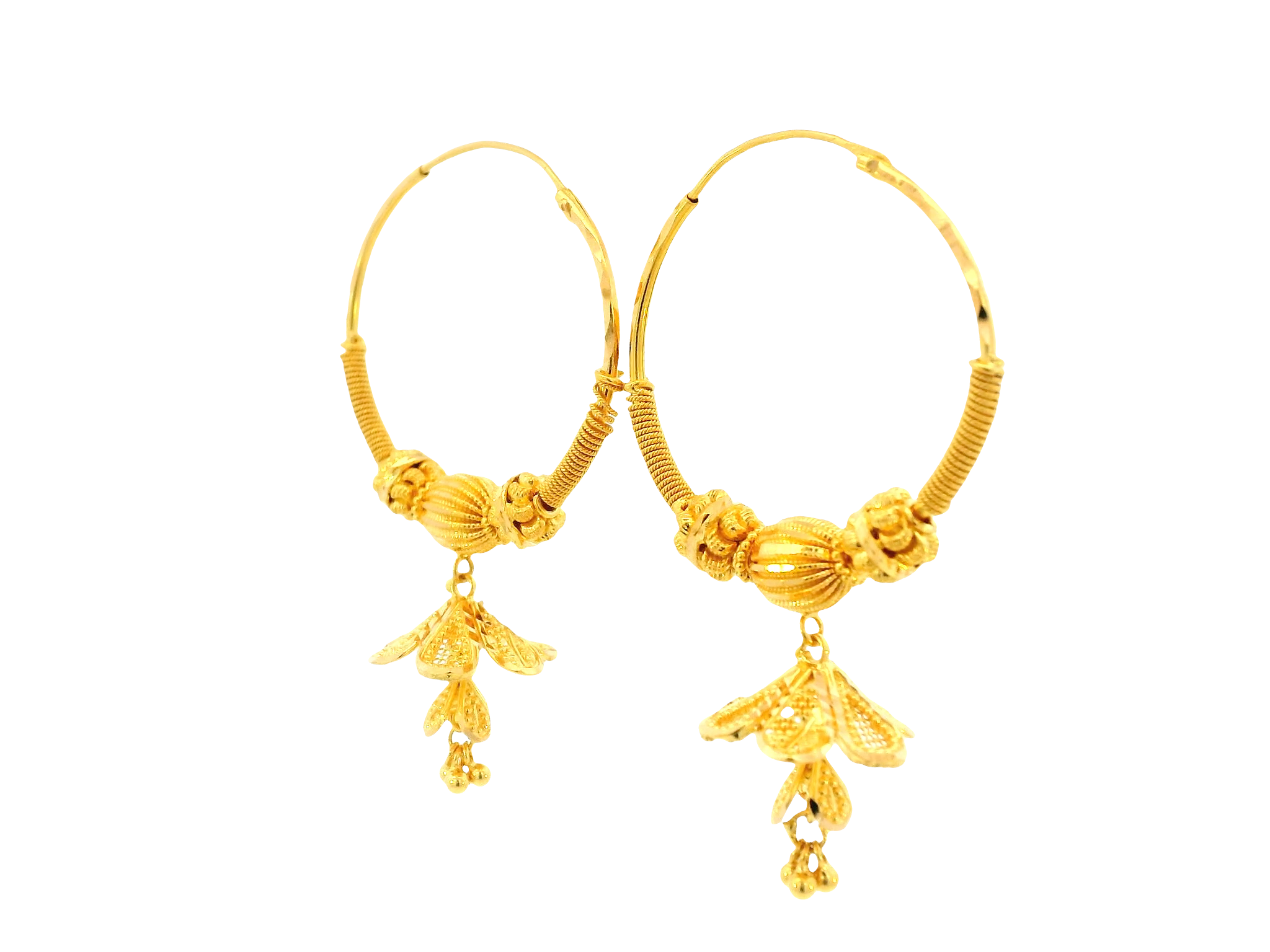 22K Yellow Gold Hoop Earrings