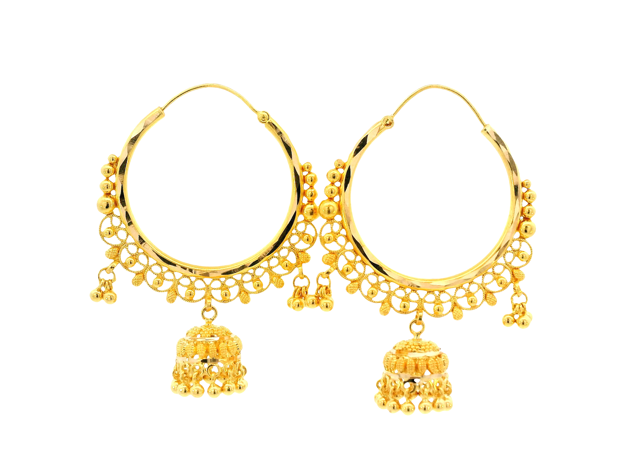 22K Yellow Gold Hoop Earrings