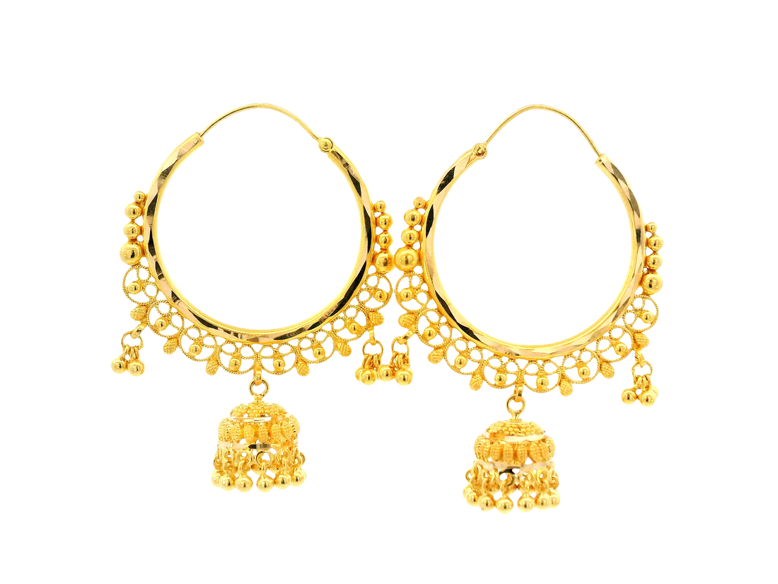 22K Yellow Gold Hoop Earrings