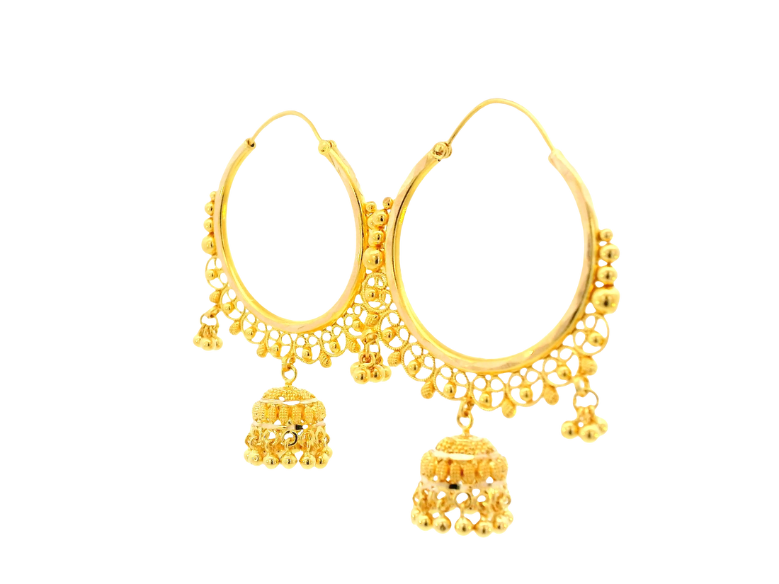 22K Yellow Gold Hoop Earrings
