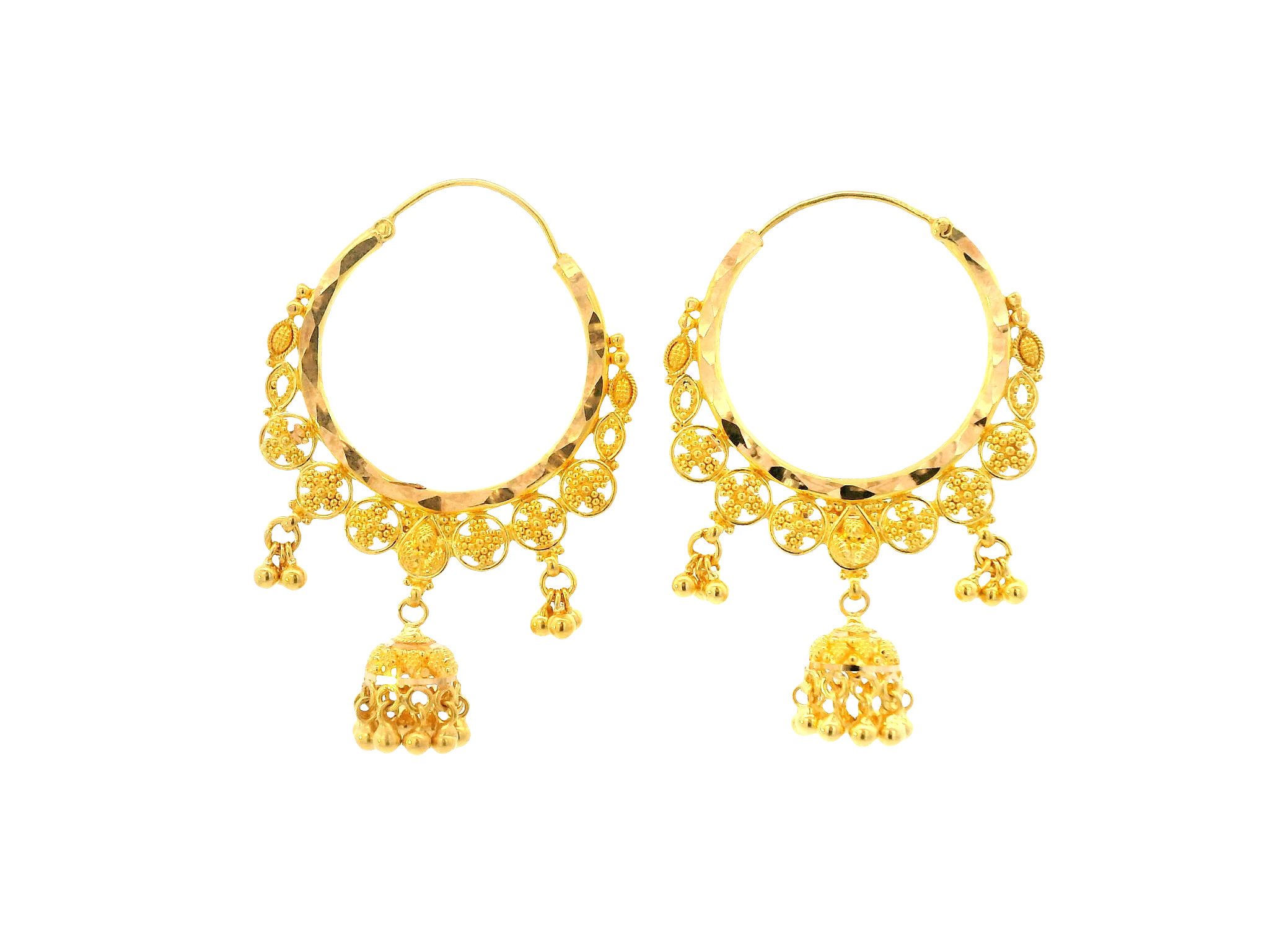22K Yellow Gold Hoop Earrings